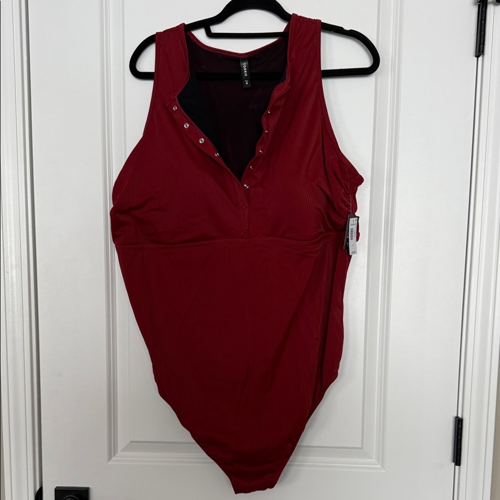 Torrid Red Ribbed Bathing suit